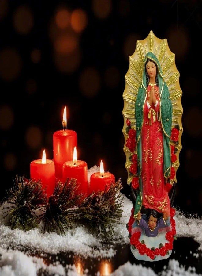 PSYHILAR 10 Inch Virgen de Guadalupe Statues, Our Lady of Guadalupe Virgin Mary Statue, Large Virgencita Maria Estatua Resin Figurine - Image 3